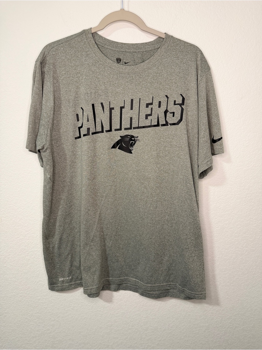 Nike Gray Panthers Short Sleeve Tee with Black Logo